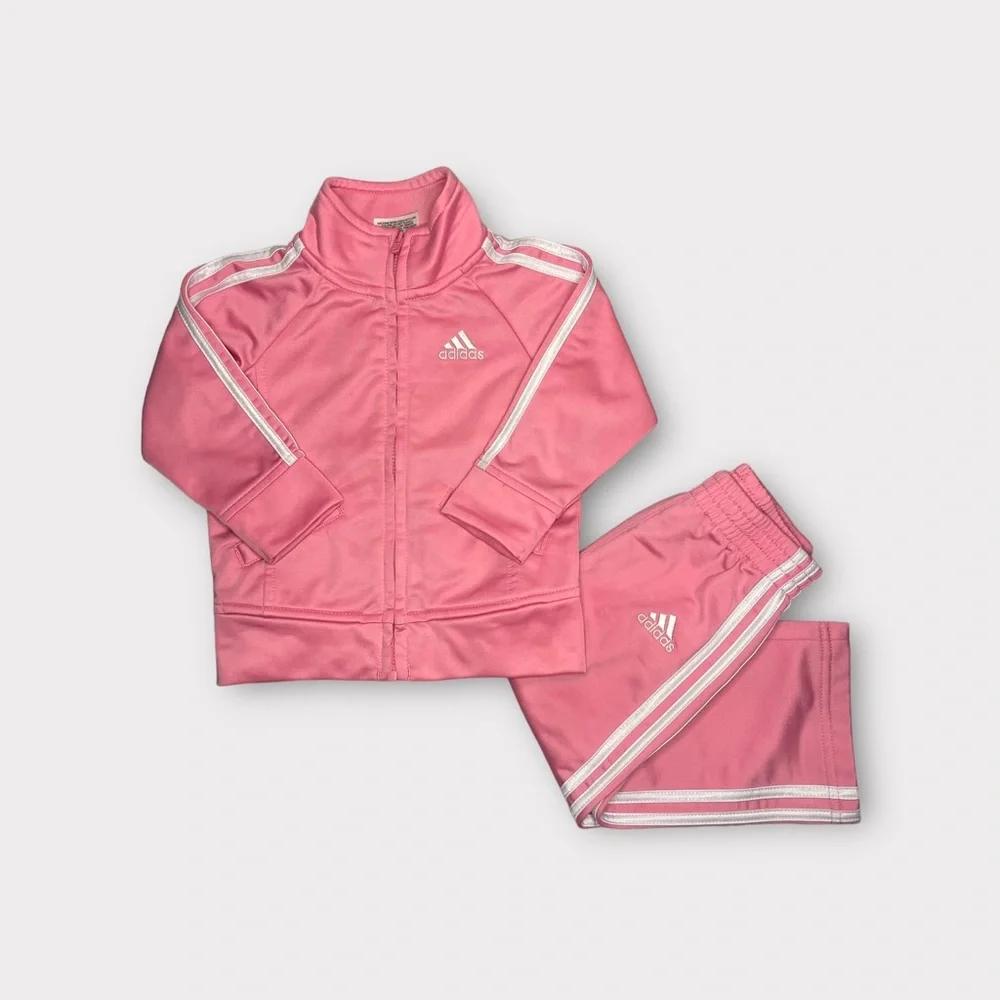 Adidas Pink Tricot Logo Tracksuit